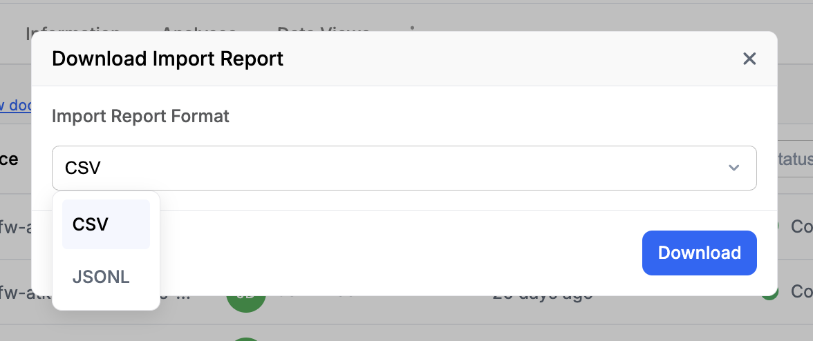 Project -> Imports List -> Download Report -> Format Option