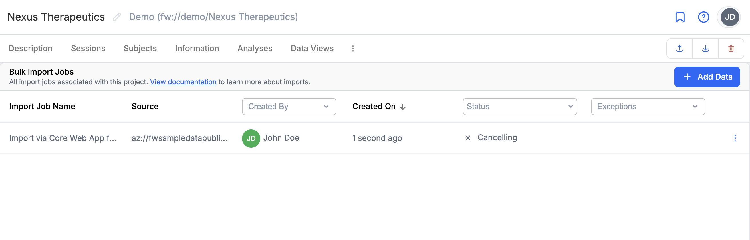 Project -> Imports List -> Cancelling State