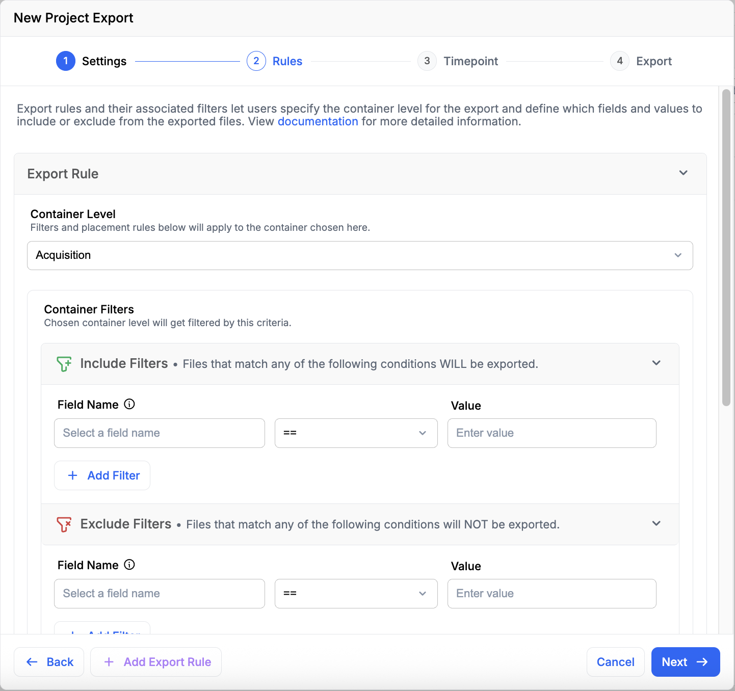 New Bulk Export Rules Filters