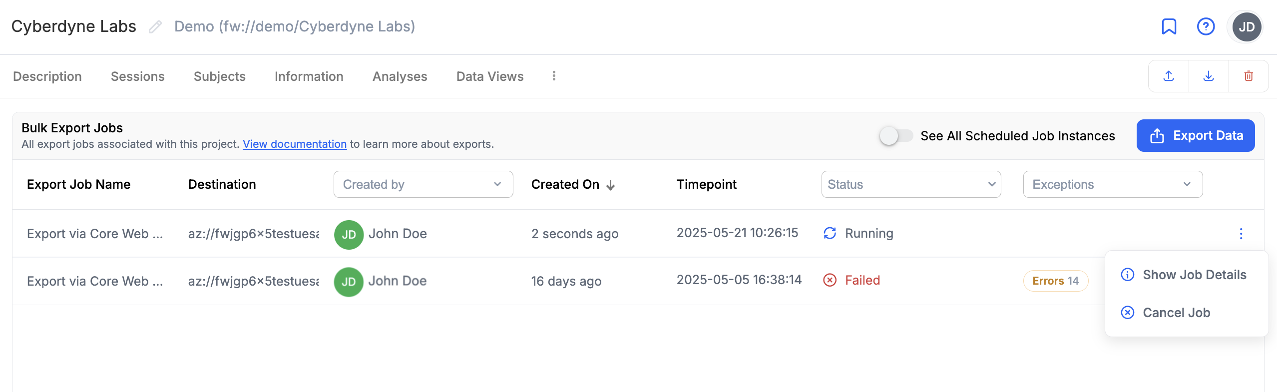 Project -> Exports List -> Cancel Export Job