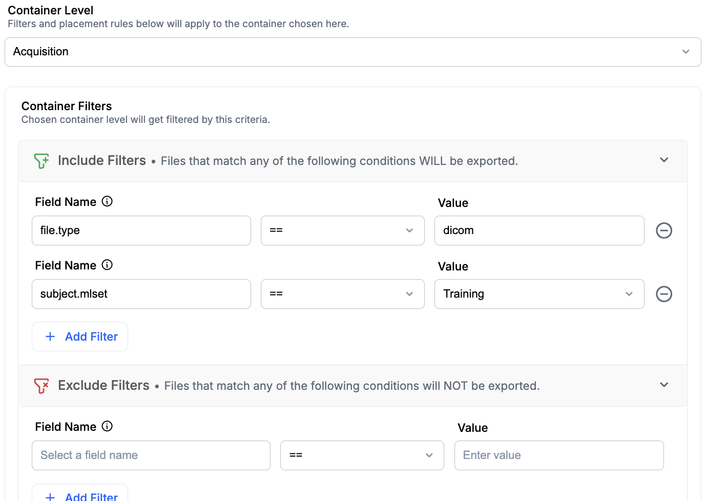 New Bulk Export Rules Filter Example
