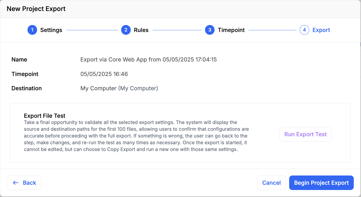 New Bulk Export Review Before Starting