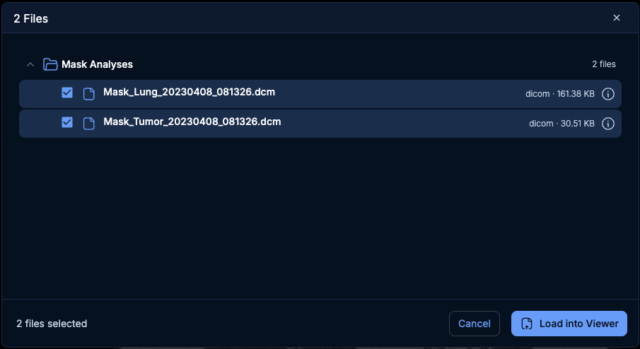 Analyses files menu