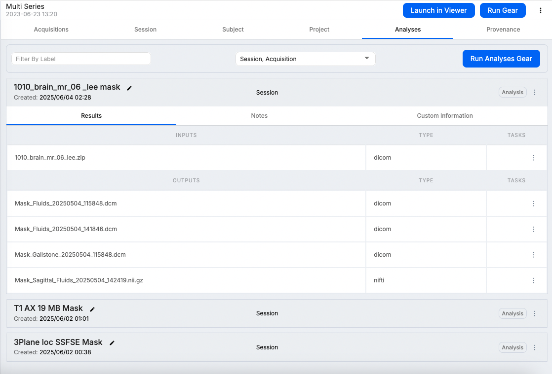 Analyses files in Flywheel