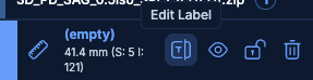 Edit label from measurement panel