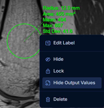 Hide output values from context menu
