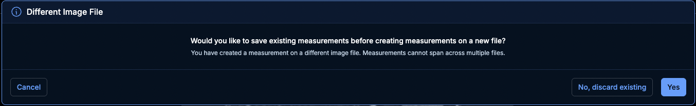 Making measurements on a different image file