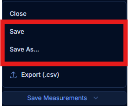 Save menu