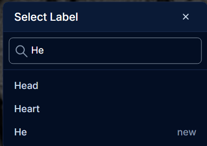 Search label from list