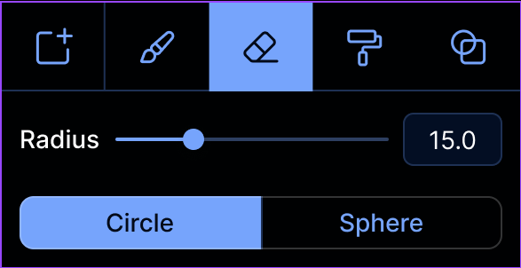 Eraser tool menu