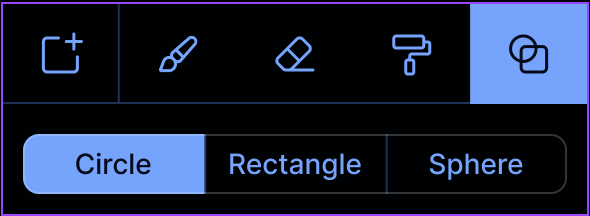 Shapes tools menu