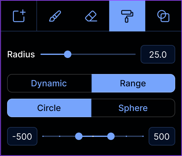 Threshold tool menu
