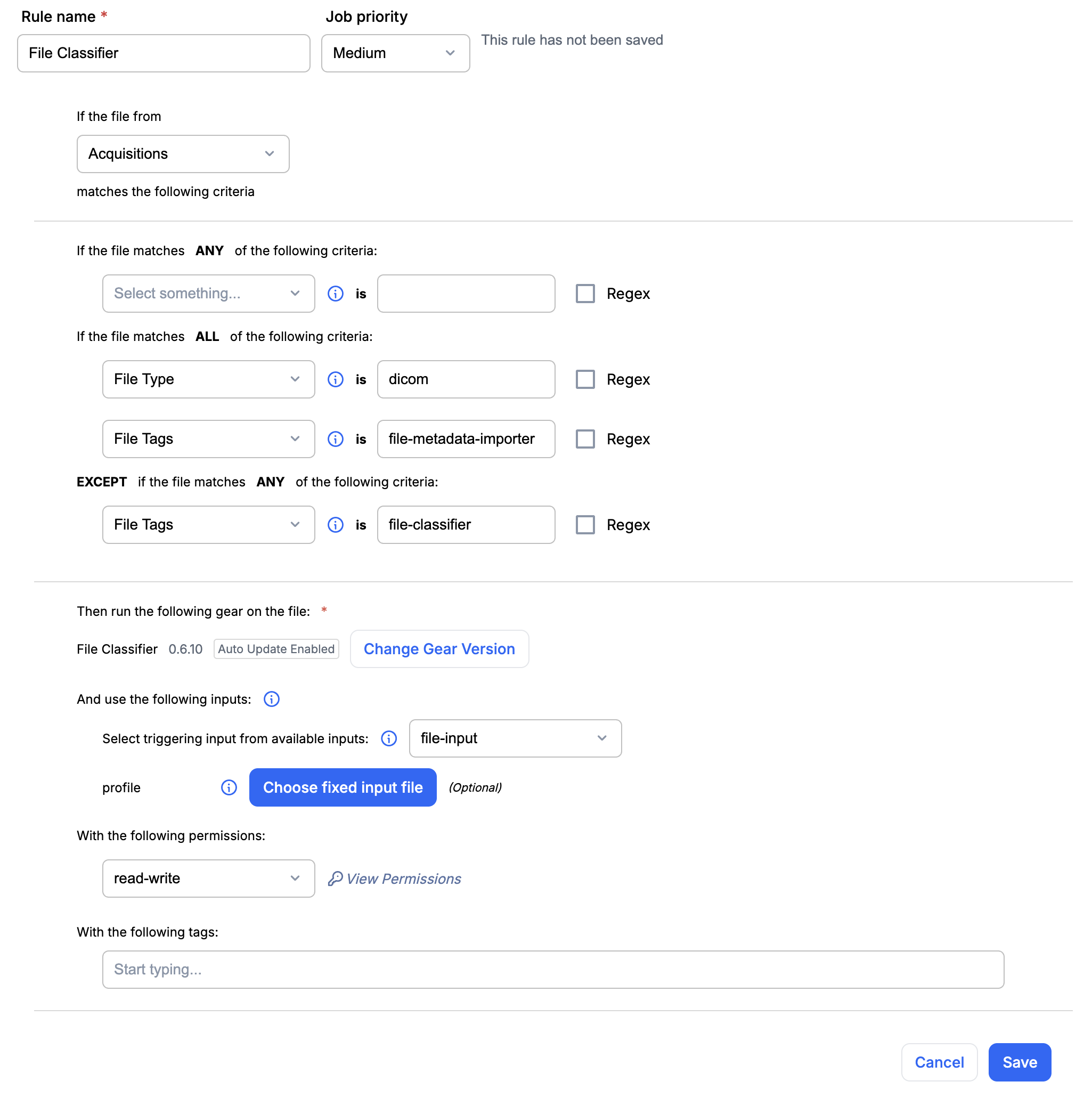 File Classifier gear rule